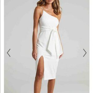 Showpo White Where and When One shoulder  Dress